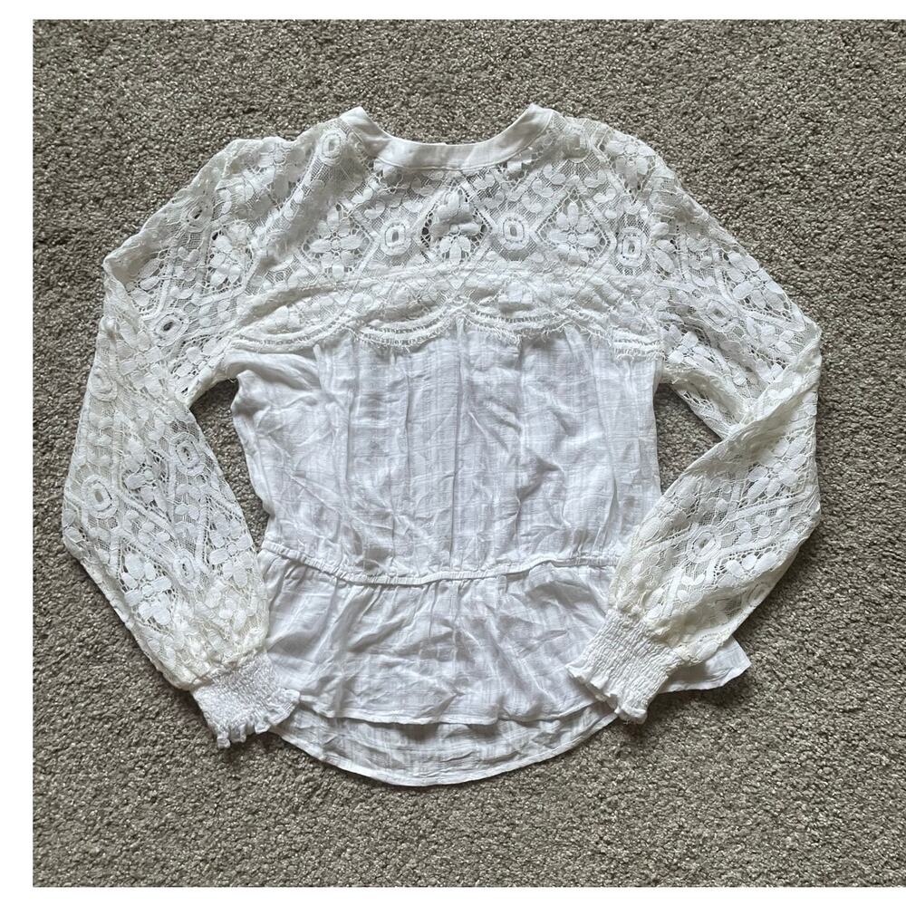 American Rag Teen Ivory Peplum Long Sleeve Lace Blouse Size XXL Youth Boho
